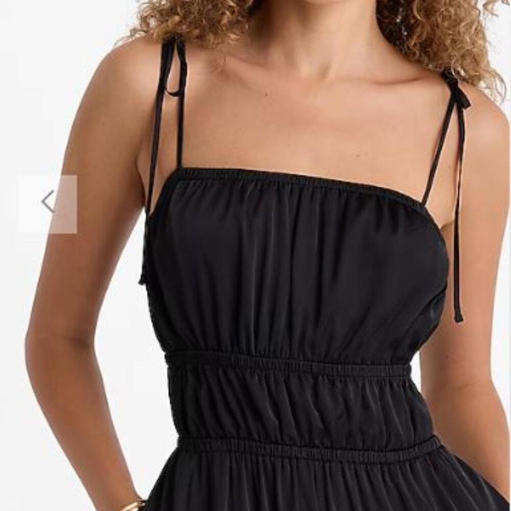 Express Square Neck Sleeveless Tie Shoulder Ruched Tiered Maxi Dress - size XL